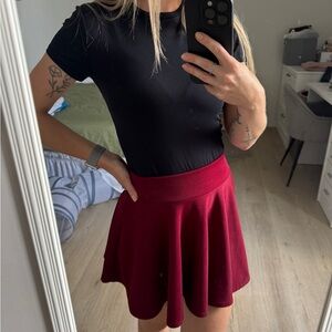 Elegant Burgundy Skater Skirt
